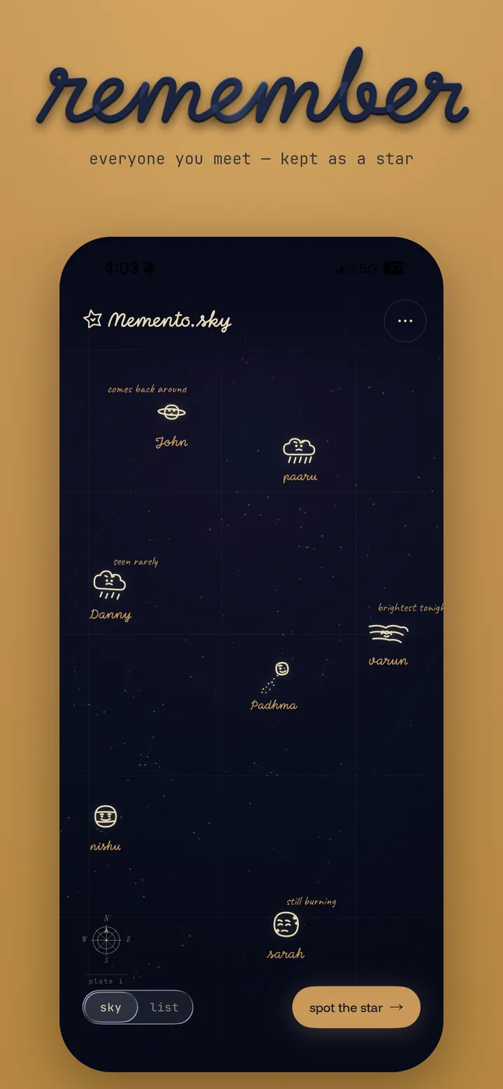 remember — everyone you meet, kept as a star in a private night sky