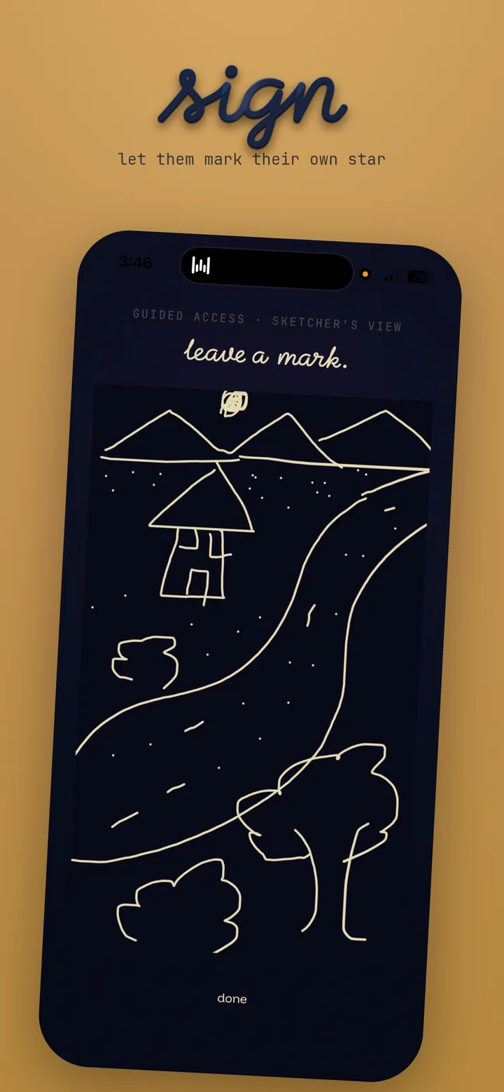 sign — let them mark their own star with a hand-drawn sketch