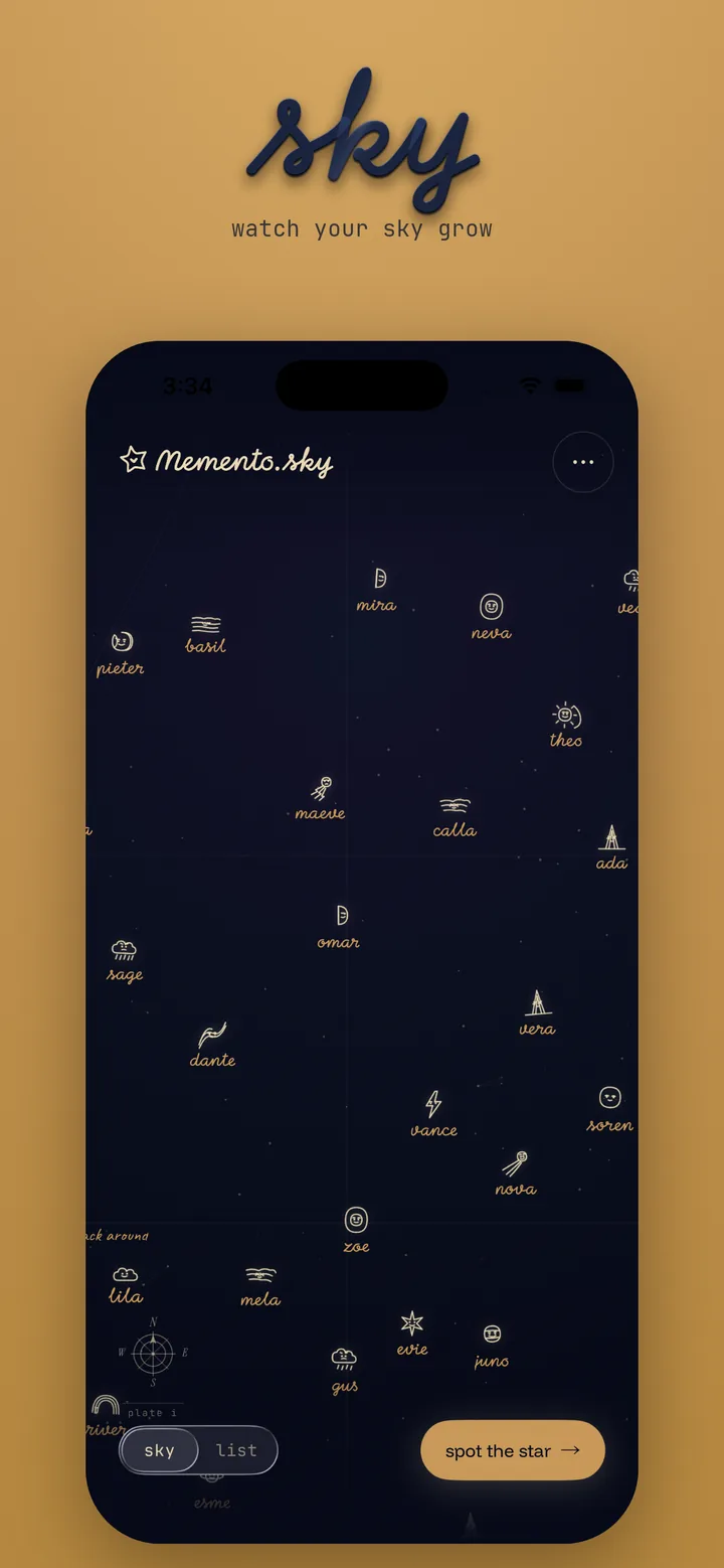 sky — watch your sky grow as the people you meet fill the plate